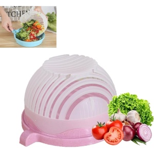 Bol Feliator pentru Salata, Flippy, Castron Multifunctional pentru Legume si Fructe, pentru Spalat si Taiat Legumele, cu Scurgere si Tocator, Ergonomic, Protectie pentru Maini, 21x18.5x11.5 cm, Roz - Img 6