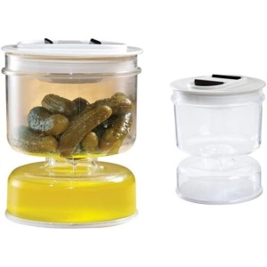 Borcan pentru Muraturi, Flippy, cu Separator pentru Lichide, Ermetic, Termorezistent, Tip Clepsidra, 800 ml, ABS, Alb, 13x11 cm - Img 2