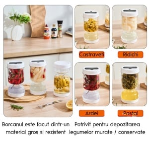 Borcan pentru Muraturi, Flippy, cu Separator pentru Lichide, Ermetic, Termorezistent, Tip Clepsidra, 1400 ml, ABS, Alb, 13.5x9.5 cm - Img 7