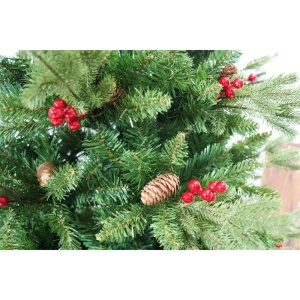 Brad artificial de Craciun bogat, decorat cu conuri pin rosii, inaltime 180 cm, 774 ramuri, Flippy, verde, suport metalic inclus - Img 3