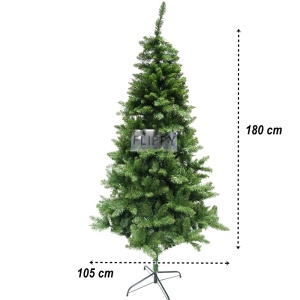 Brad artificial de Craciun, clasic, pentru interior/exterior, inaltime 180 cm, diametru 105 cm, 649 ramuri, Flippy, verde, suport metalic inclus - Img 6