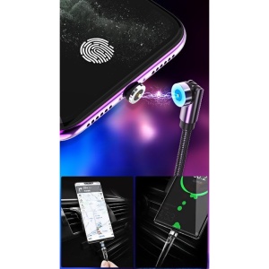 Cablu de incarcare magnetic 3 in 1 360 grade + 180 grade, 1 m, micro, type C, iPhone, 5 V, 2.1 A, Negru - Img 4