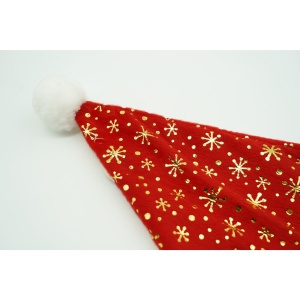 Caciulita de Mos Craciun, Flippy,cu ornament auriu fulg de nea, rosie, marime universala, material textil - Img 4