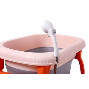 Cada Pliabila pentru Baie, Flippy, din PP+TPE, pentru Copii 0-6 Ani, cu Picioare, Suport de Sezut, Scurgere Etans, 80 x 52 x 42 cm, Portocaliu - Img 4