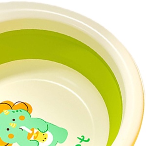 Cada Pliabila pentru Baie pentru Copii, Flippy, Cadita pentru Bebelusi, Model Rotund cu Dinozaur, Verde, 30x30x3.7 cm, 4L - Img 5
