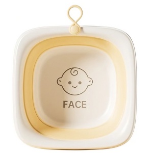 Cada Pliabila pentru Baie pentru Copii, Flippy, Cadita pentru Bebelusi, Model Patrat pentru Fata, Galben, 32x27.5x3.7 cm, 4 L - Img 1