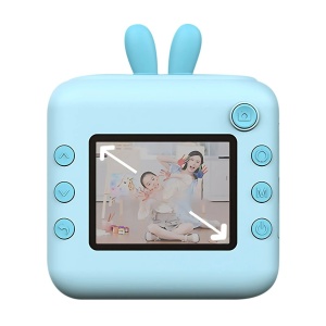 Camera Instantanee pentru Copii, Flippy, cu Functie de Printare, Cablu USB-C, Bluetooth, Compatibil iOS/Android, Imprimare APP, Model Iepure, Snur de Agatat Inclus, Albastru - Img 3