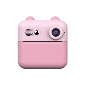 Camera Instantanee pentru Copii, Flippy, cu Functie de Printare, Cablu USB-C, Bluetooth, compatibil iOS/Android, Imprimare APP, Model Urechi, Snur Subtire Inclus, Roz - Img 1