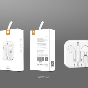 Casti Audio cu Microfon si cu Port Lightning WUW-R32 compatibile iPhone, Alb - Img 1