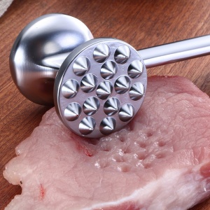 Ciocan pentru snitele si carne Flippy, din aliaj de zinc, maner antialunecare, doua capete, 22 cm, argintiu - Img 8