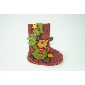 Ciorap Cadouri, Flippy, cu model ren, rosu, marimea 20x45 cm, textil, interior - Img 5