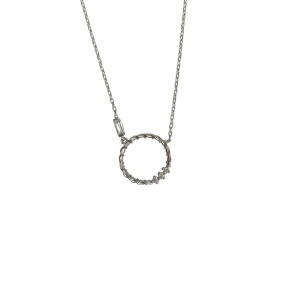 Colier Argint 925, Cerc Rasucit cu Zirconii 41 cm - Img 1