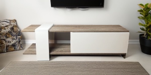 Comoda TV Heden, alb si trufe, 120x25x37 cm - Img 1