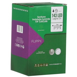 Componenta Instalatie de Craciun Flippy® Tip Franjuri, 8 jocuri de lumini Sectiune 5 m, 143 LED-uri, Interconectabila, Fir Transparent, Alb Rece, Nu contine Transformator ! - Img 2
