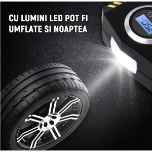 Compresor Auto Portabil cu Lanterna si Afisaj Electornic Flippy, DC 12V, 120W, 35L/min, Cablu de alimentare 3m, Pompa Biciclete, Moto, Mingi, Saltele, Max 10.3bar, lumina LED, Negru - Img 5