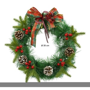 Coronita de Craciun pentru usa, Rosu/Verde, 40 cm, PVC, Artificiala, Decorata, Interior/Exterior, Flippy - Img 6