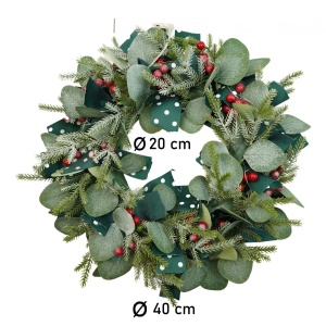Coronita de Craciun pentru usa, Rosu-Verde, 40 cm, PVC, Artificiala, Decorata, Interior/Exterior, Flippy - Img 6