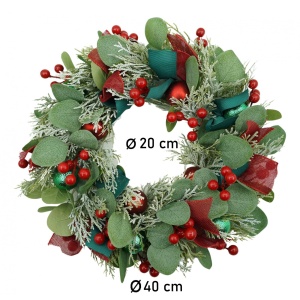 Coronita de Craciun pentru usa, Verde/Rosu, 40 cm, PVC, Artificiala, Decorata, Interior/Exterior, Flippy - Img 6