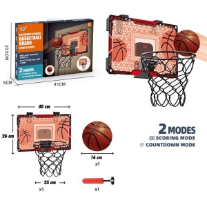 Cos de Baschet pentru Copii, Flippy, cu Tablou de Bord Electronic, Minge, Pompa, 2 Moduri, Interior/Exterior, Inel Metalic si Rabatabil cu Arc, Luminos, 41x27.5x5 cm, Multicolor - Img 2