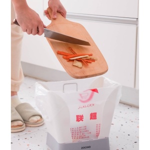 Cos de Gunoi Extensibil, Flippy, din Plastic, Reglabil, Pliabil, Versatil, pentru Bucatarie, Baie sau Birou, Cos Universal, 21x25x17 cm, Alb Gri - Img 3