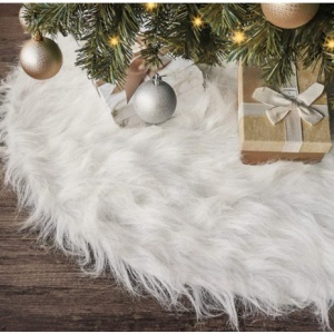 Covor pentru bradul de Craciun White Haipai, diametru 150 cm, blana cu o grosime 7 cm, alb - Img 1