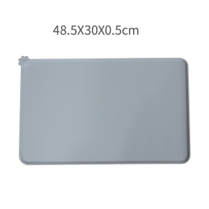 Covoras din silicon pentru animale Flippy, pentru bol de apa si mancare, antiderapant, margini ridicate pentru a mentine apa, 48.5x30 cm, Gri - Img 4
