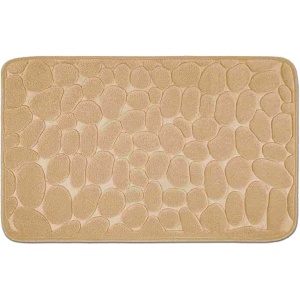 Covoras pentru Baie Antiderapant, Flippy, Uscare Rapida, Model 3D Piatra, 40x60 cm, Bej - Img 1