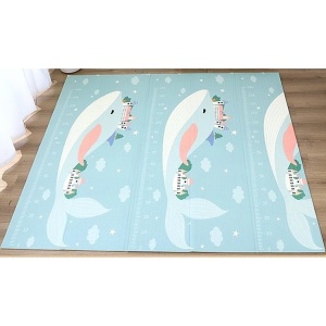 Covoras pentru Copii, Flippy, cu 2 Fete, Model Balene/Iepurasi, din XPE+PE, Impermeabil, Antiderapant, Protectie Termica, +3 Luni, Pliabil, 150 x 200 x 1.5 cm, Multicolor - Img 3