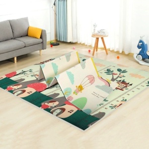 Covoras pentru Copii, Flippy, cu 2 Fete, Model Ursulet/Catelusi, din XPE+PE, Impermeabil, Antiderapant, Protectie Termica, +3 Luni, Pliabil, 150 x 200 x 1.5 cm, Multicolor - Img 5