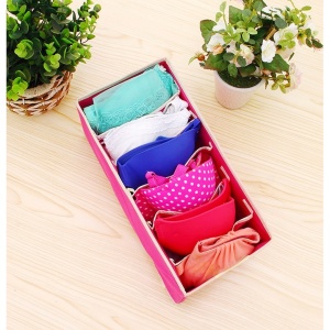Cutie De Depozitare, Flippy, Pentru Lenjerie, Sosete Si Sutiene, Material Textil, 6 Compartimente, 32 x 16 x 10 cm, Culoare Roz - Img 2