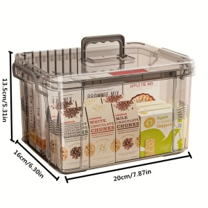 Cutie De Depozitare, Flippy, Tip Valiza, pentru Alimente, Jucarii, Accesorii, Transparent-Gri, Marime S, 24x17x13.5 cm - Img 6