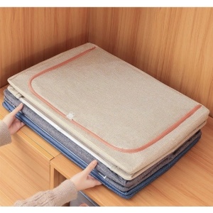 Cutie de Depozitare Pliabila, Flippy, 66 L, din Bumbac si In, 33x40x50 cm, 2 Ferestre, Frontala si Laterala, 2 Usi de Acces cu Fermoar Bidirectional, Cadru Metalic, Suport Baza Stabil din Plastic, Roz Pudrat - Img 3