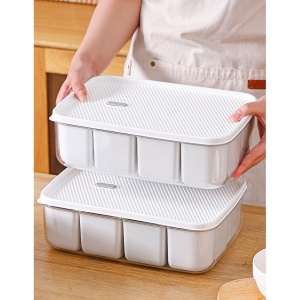 Cutie pentru Depozitare Alimente, Flippy, 8 Compartimente cu Capac, Material PET+PP, 29 x 20 x 9 cm, Alb/Transparent - Img 2