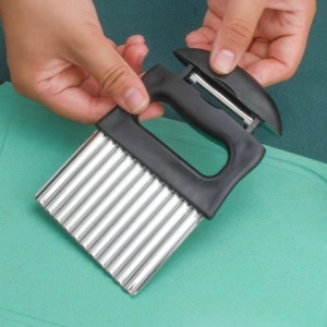 Cutit pentru Cartofi Ondulati, Flippy, pentru Legume, Forma Ondulata, Usor de Utilizat, Taiere, Negru - Img 8