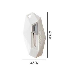 Cutter pentru Cutii, Flippy, Varf Rotunjit si Zimtat, Tip Breloc, 6.5x3.5 cm, Alb - Img 3