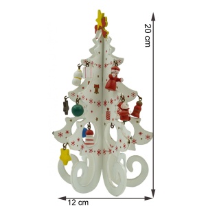 Decoratiune Craciun, Brad, Alb, 6 cavitati cu ornamente, 12 cm x 20 cm, Lemn, Flippy - Img 5