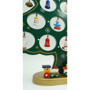 Decoratiune Craciun, Brad, Verde, 15 cavitati cu ornamente, 25.5 cm x 33 cm, Lemn, Flippy - Img 4