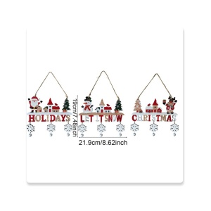 Decoratiune de Craciun din Lemn, Flippy, cu Snur pentru Agatare in Brad, Model Om de Zapada, Scris Let It Snow, 21.9x19 cm, Multicolor - Img 2