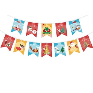 Decoratiune de Craciun, Flippy, Tip Banner, 12 Piese, pentru Usa sau Perete, Multicolor, Sfoara Inclusa, Model B - Img 1