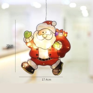 Decoratiune de Craciun pentru fereastra Mos Craciun cu sac, cu LED-uri, 22 cm, alb cald - Img 4