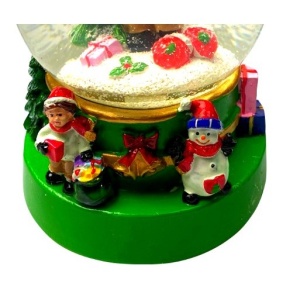 Decoratiune muzicala glob cu zapada, cu lumini si muzica, Mos Craciun, 15.5 cm, multicolor - Img 3