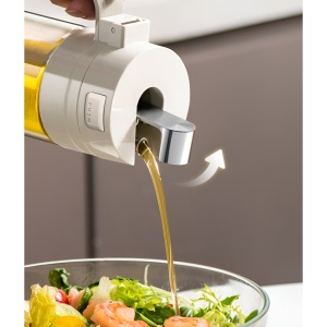 Dispenser pentru Ulei, Flippy, Deschidere si Inchidere Automata a Rezervorul, cu Inductie Gravitationala, 550 ml, 12x7.6x20.5 cm, Alb - Img 5