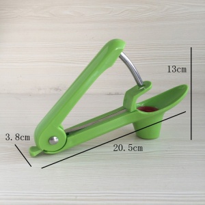 Dispozitiv de Scos Samburi, Flippy, Manual, cu 1 Gaura, pentru Cirese/Masline, 20.5 x 3.8 x 13 cm, din ABS+Otel Inoxidabil, cu Maner, Verde - Img 5