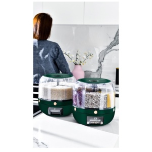 Dozator de cereale Flippy, rotativ 360, 6 compartimente, capacitate 3 L, rezistent la umezeala, inchidere etansa, verde inchis - Img 9