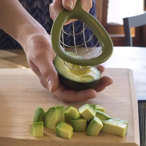 Feliator de Avocado, Flippy, pentru Taierea in Cubulete, Multifunctional, pentru Bucatarie, Otel Inoxidabil, ABS, 16x8x5 cm, Verde - Img 5