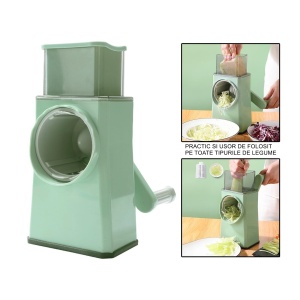Feliator manual pentru legume Flippy, 3 lame din otel inxodabil, 3 tipuri de feliere, material carcasa ABS, latime maxima feliere 4 mm, baza de tip ventuza, usor si sigur de utilizat, 28.5 x 9,2 x 13.5 cm, verde - Img 7