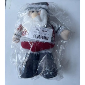 Figurina Decorativa, Pentru Craciun, Flippy, Mos Craciun, Picioare Telescopice, Inaltime Reglabila 44-54cm, Bluza cu Fulgi, Rosu/Gri - Img 6