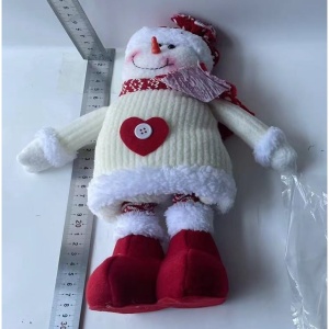 Figurina Decorativa, Pentru Craciun, Flippy, Om de Zapada, Picioare Telescopice, Inaltime Reglabila 44-54cm, Caciula cu Inimioare, Alb/Rosu - Img 6