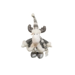 Figurina Decorativa, Pentru Craciun, Flippy, Ren, Picioare Telescopice, Inaltime Reglabila 52- 82 cm, Pantaloni Luciosi, Alb/Argintiu - Img 3