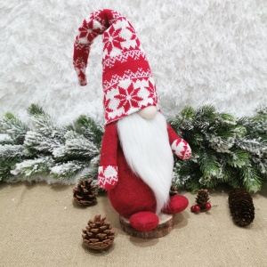 Figurina Decorativa, Pentru Craciun, Flippy, Spiridus, Omul Padurii cu Barba Lunga, Inaltime 47 cm, Rosu - Img 3